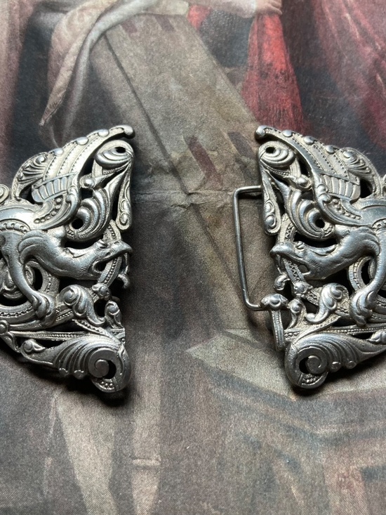 Antique Victorian Solid Sterling Silver Seraphic Belt Buckle main image 6